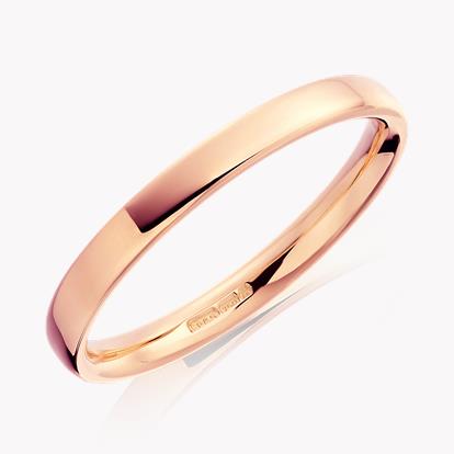2.5mm Flat Court Wedding Ring in 18ct Rose Gold with Softened Edges 