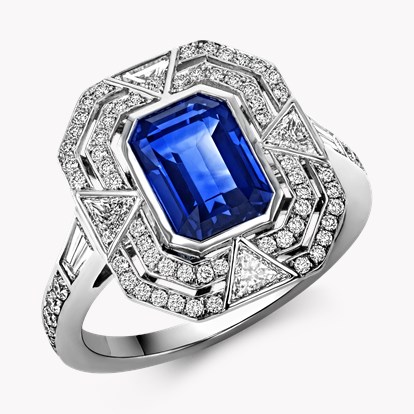 Sri Lankan Sapphire Ring - Octagon Cut 3.12ct in Platinum