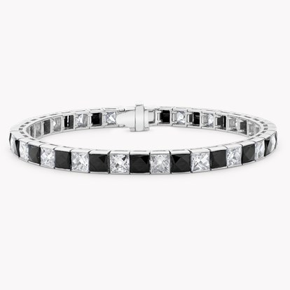 Art Deco Diamond & Onyx Line Bracelet in Platinum