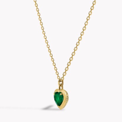 Skimming Stone Heart Shaped 1.30ct Emerald Pendant