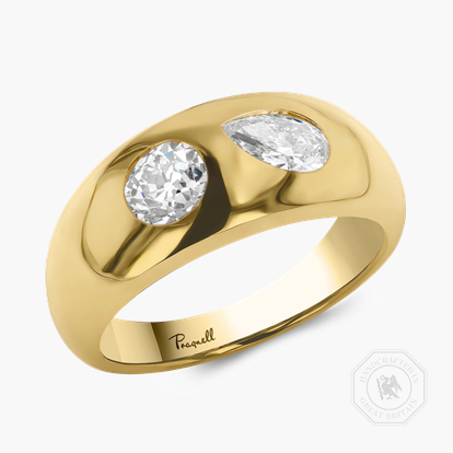 Stellar Old Cut and Pear Shaped Diamond Bombé Ring