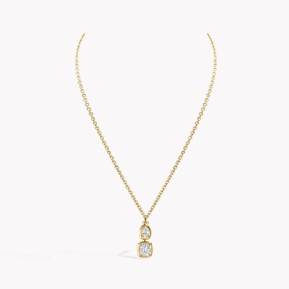 Skimming Stone Cushion Cut and Pear Shaped Diamond Pendant