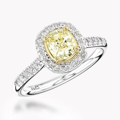 Fancy Yellow Diamond Cluster Ring 0.71ct in Platinum