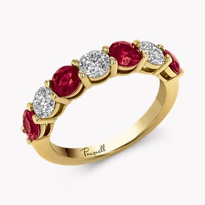 Ruby and Diamond Seven Stone Eternity Ring 2.10cts in 18ct Yellow Gold