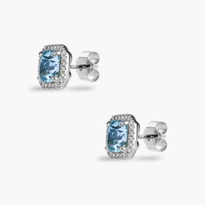 Asscher Cut 1.97ct Lukusuzi Aquamarine and Diamond Earrings