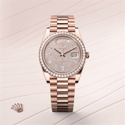 Day-Date 40, Oyster, 40 mm, Everose gold and diamonds watch