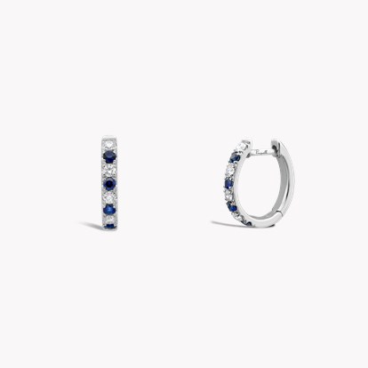 Sapphire & Diamond Half Hoop Earrings 0.53ct in 18ct White Gold