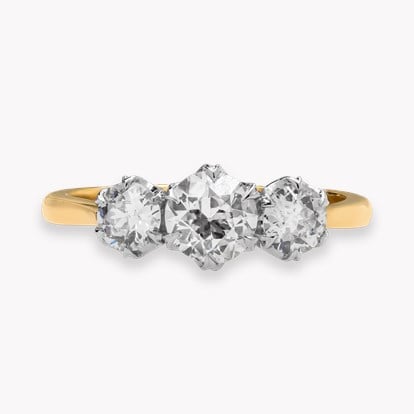 Coronet Old Cut 1.02ct Diamond Three Stone Ring