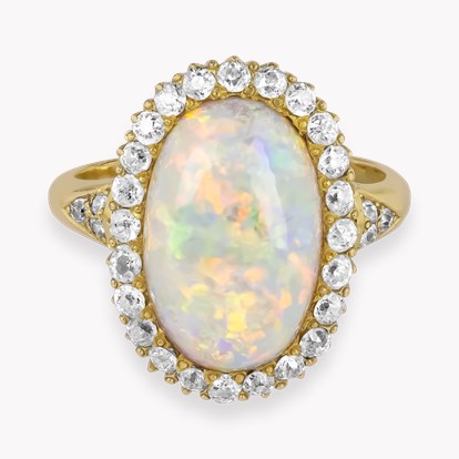 Cabochon Cut Emerald and Diamond Ring