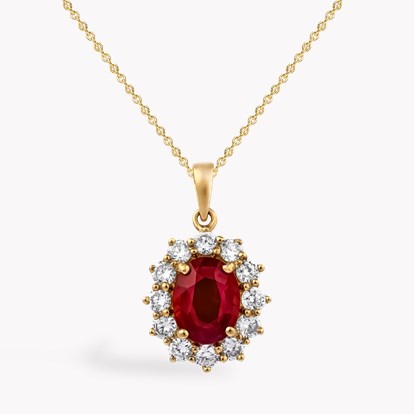 Oval Cut 1.83ct Burma Ruby and Diamond Pendant