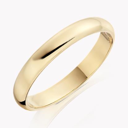 3mm D-Shape Wedding Ring in 18ct Yellow Gold