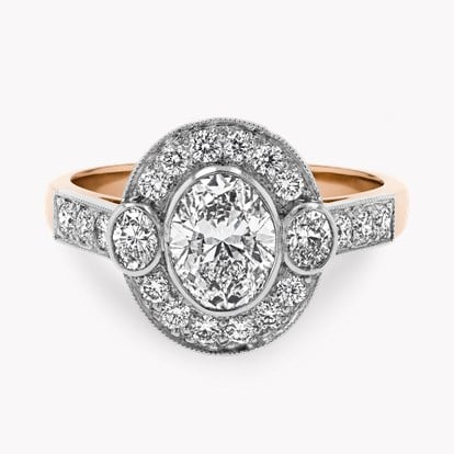 Oval Cut 0.96ct Diamond Cluster Ring