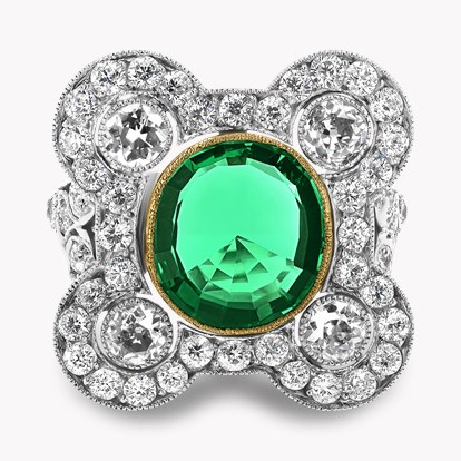 Edwardian 2.91ct Muzo Emerald and Diamond Dress Ring