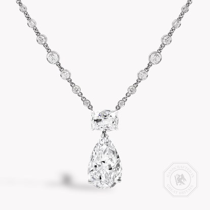 Masterpiece Pear Shaped 5.54ct Golconda Diamond and Pearl Necklace