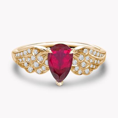 Tiara Pear Cut Ruby Ring 1.17ct in Rose Gold