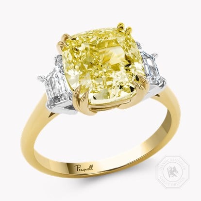 Cushion Cut 5.35ct Kimberley Fancy Yellow Diamond Ring