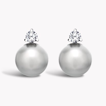 Tahitian Pearl Earrings in 18ct White Gold