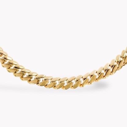 Fusion Long Polished Curb Link Necklace in 18ct Yellow Gold