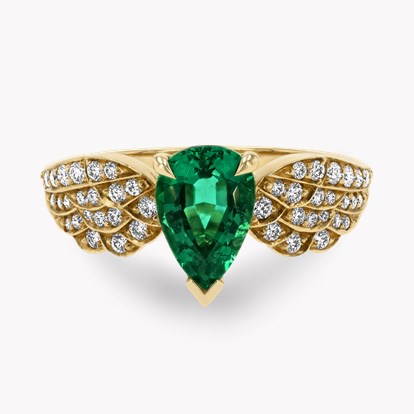 Tiara 1.06ct Emerald Solitaire Ring in 18ct Yellow Gold 
