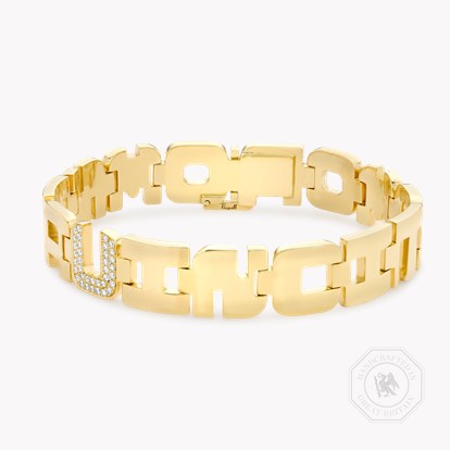 Loveletters Diamond "OMNIA VINCIT AMOR" Bracelet in 18ct Yellow Gold