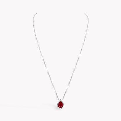 Pearshape 1.36ct Ruby and Diamond Cluster Pendant