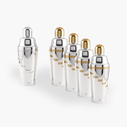 Mid-Century Silver-Plated Recipe Cocktail Shakers