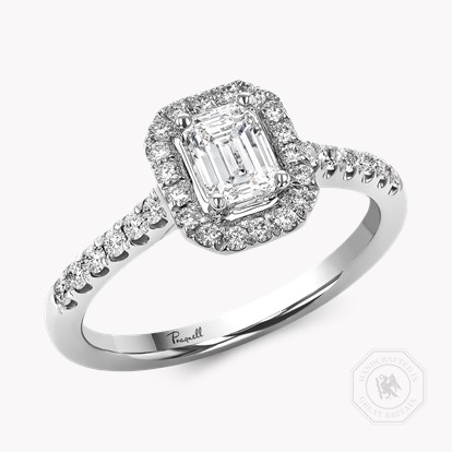 Celestial 0.51ct Emerald Cut Diamond Cluster Ring in Platinum