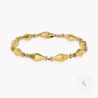 Cleopatra 0.75ct Diamond Gold Faceted Barrel Link Bracelet in 18ct Yellow Gold