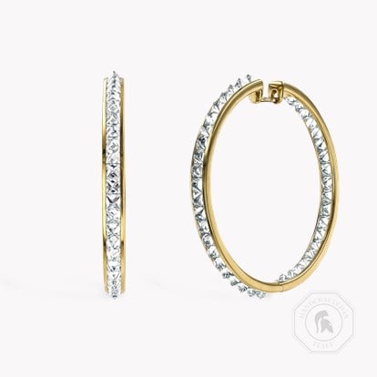 Rockchic 7.24ct Extra Large Diamond Hoop Earrings in 18ct Yellow Gold