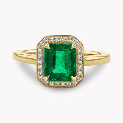 Octagonal Cut 1.50ct Zambian Emerald and Diamond Ring