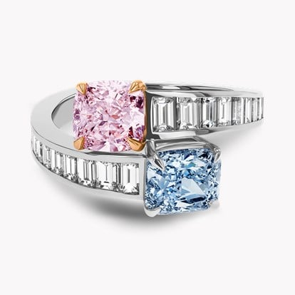 Masterpiece 2.65ct Pink and Blue Diamond Toi et Moi Ring
