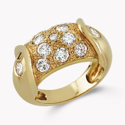 Retro Diamond Cocktail Ring 1.29ct in Yellow Gold