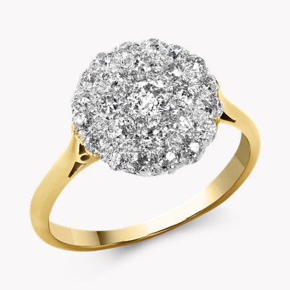 Edwardian 0.18ct Diamond Cluster Ring in 18ct Yellow Gold