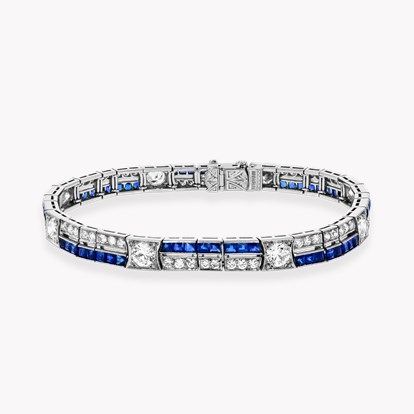 Art Deco Diamond and Sapphire Bracelet 8.80ct in Platinum