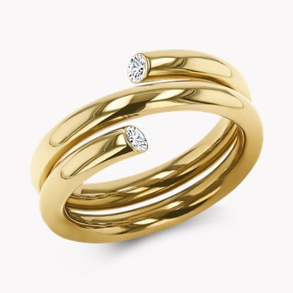 Double Row Eclipse Spring Ring - 6.1mm Width 0.09ct in 18ct Yellow Gold