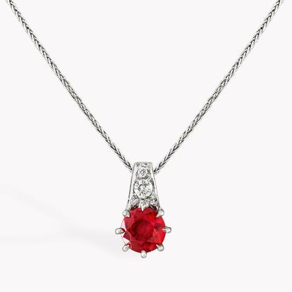 Antrobus 1.22ct Ruby Solitaire Pendant in 18ct White Gold