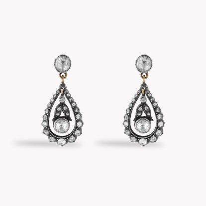 Rose Cut Diamond Drop Earrings