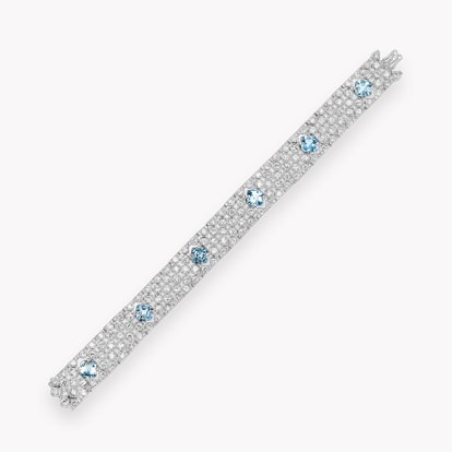 Charles Holl Art Deco 5.48ct Aquamarine and Diamond Bracelet