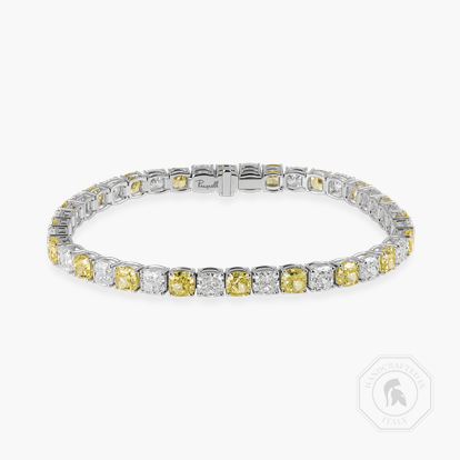 Cushion Cut 11.30ct Fancy Yellow Diamond Bracelet