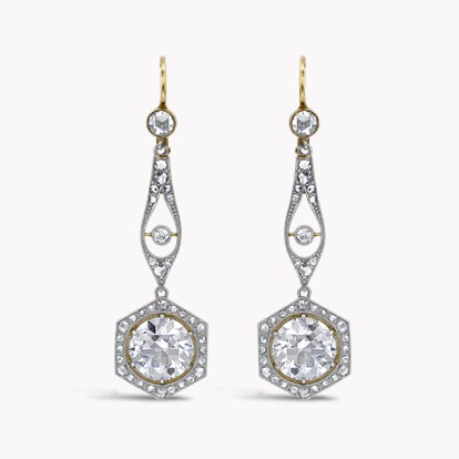 Belle Epoque Diamond Drop Earrings 2.80ct in Platinum and Yellow Gold
