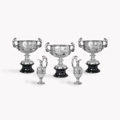 Victorian Silver Five Piece Bowl and Jug Suite Elkington, 1898-1900