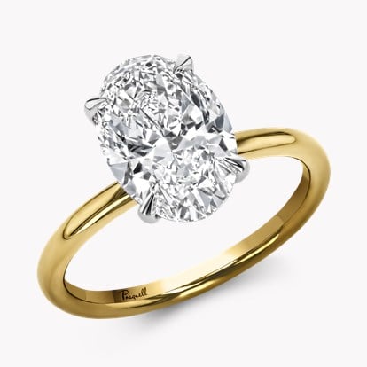 Classic 3.11ct Oval Cut Diamond Ring in 18ct Yellow Gold and Platinum