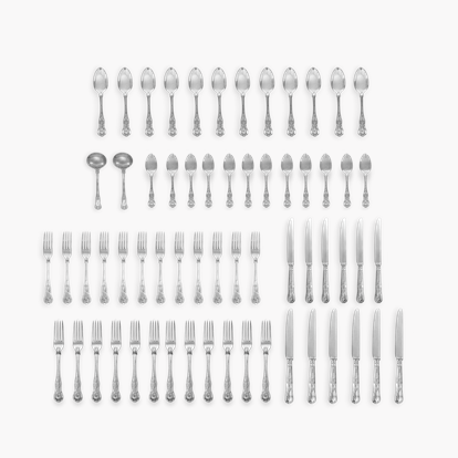 Silver Sixty-Seven Piece Queens Pattern Cutlery Set