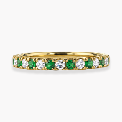 Brilliant Cut Tsavorite Garnet and Diamond Half Eternity Ring