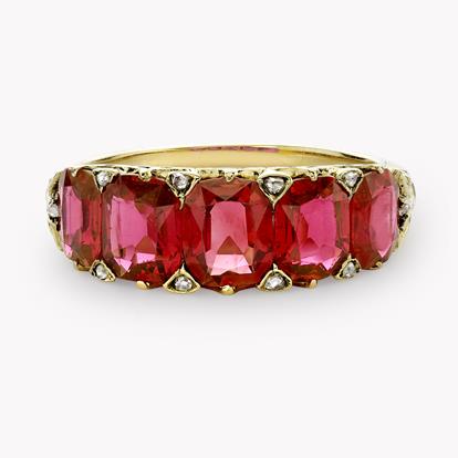 Victorian Five Stone Burmese Ruby Ring