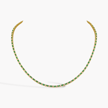 Brilliant Cut 2.61ct Emerald and Diamond Line Necklace