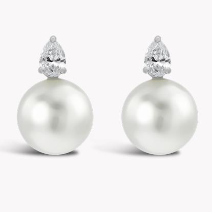 South Sea Pearl Earrings in 18ct White Gold 11 - 12mm