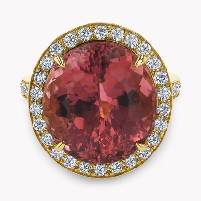 Cushion Cut 12.86ct Pink Tourmaline and Diamond Ring