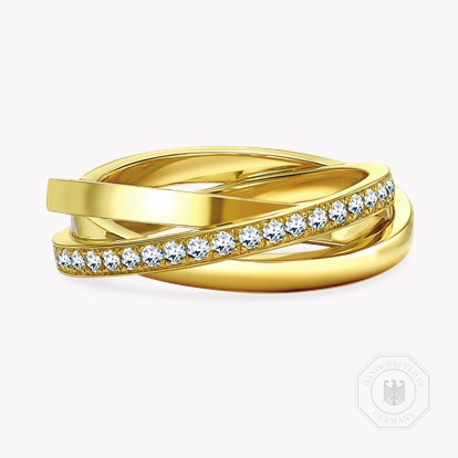 Trilogy Three-Row Diamond Ring 0.54ct in 18ct Yellow Gold