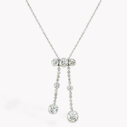 Edwardian Diamond Pendant 3.25ct in 18ct White Gold